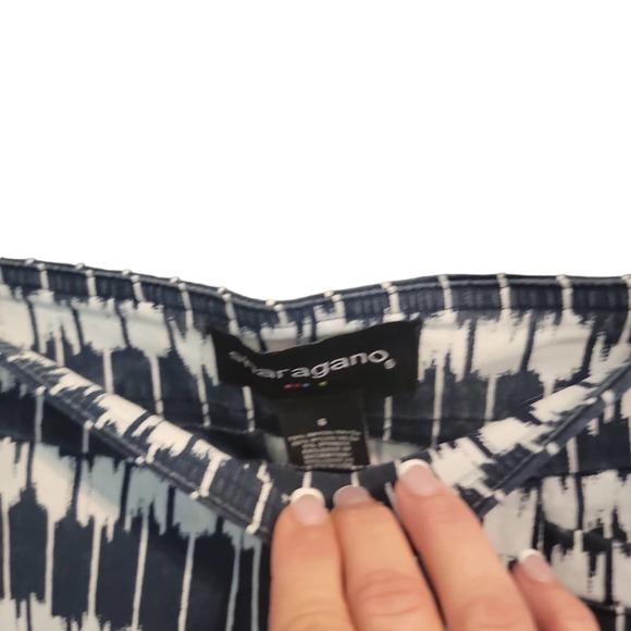 Sharagano Pants Pullon Elastic Waistband No Show Pockets Blue White Sz 6 - Picture 3 of 5